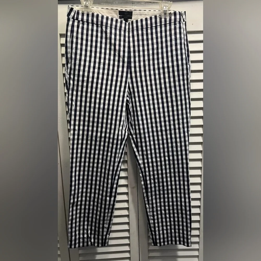 J Crew Womens Mattie Pants Size 0 Gingham Plaid Crop Cotton Blend